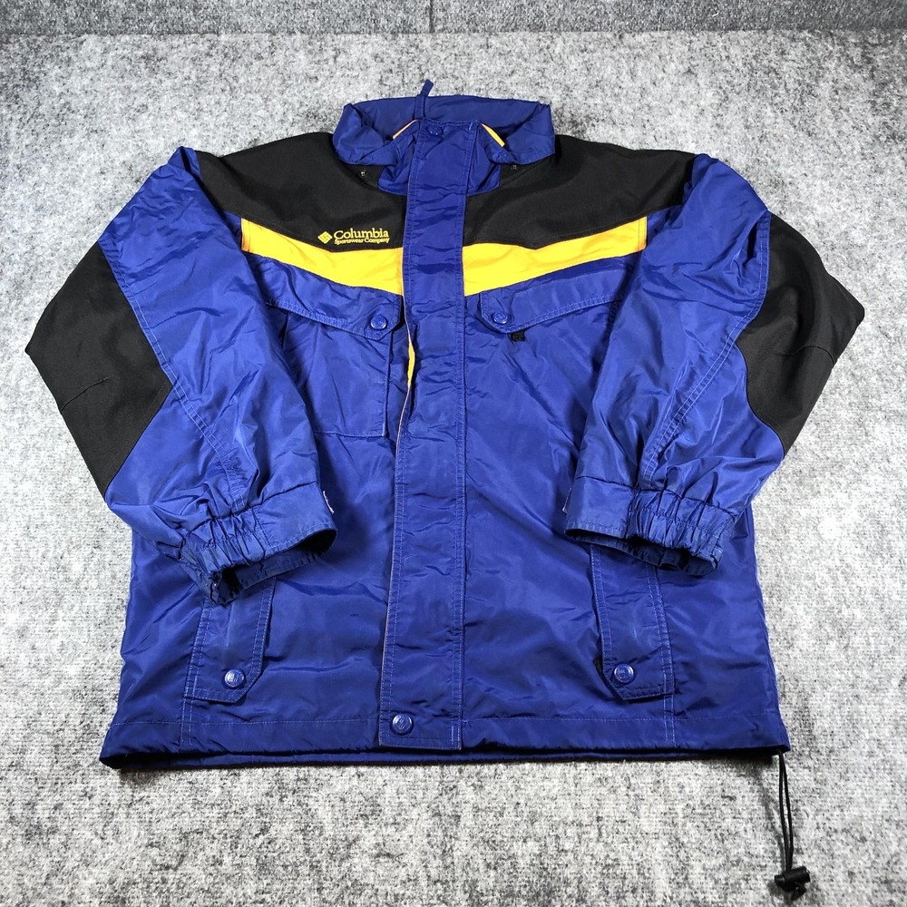 Vintage Columbia Jacket Mens Small Blue Black‎ Boulder Ridge Windbreaker 90s